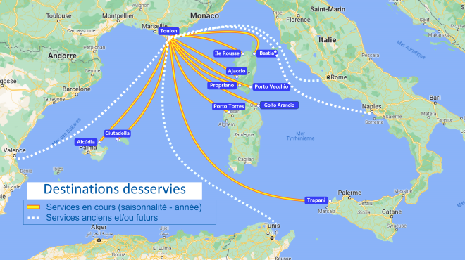 carte terminal toulon des destinations desservies