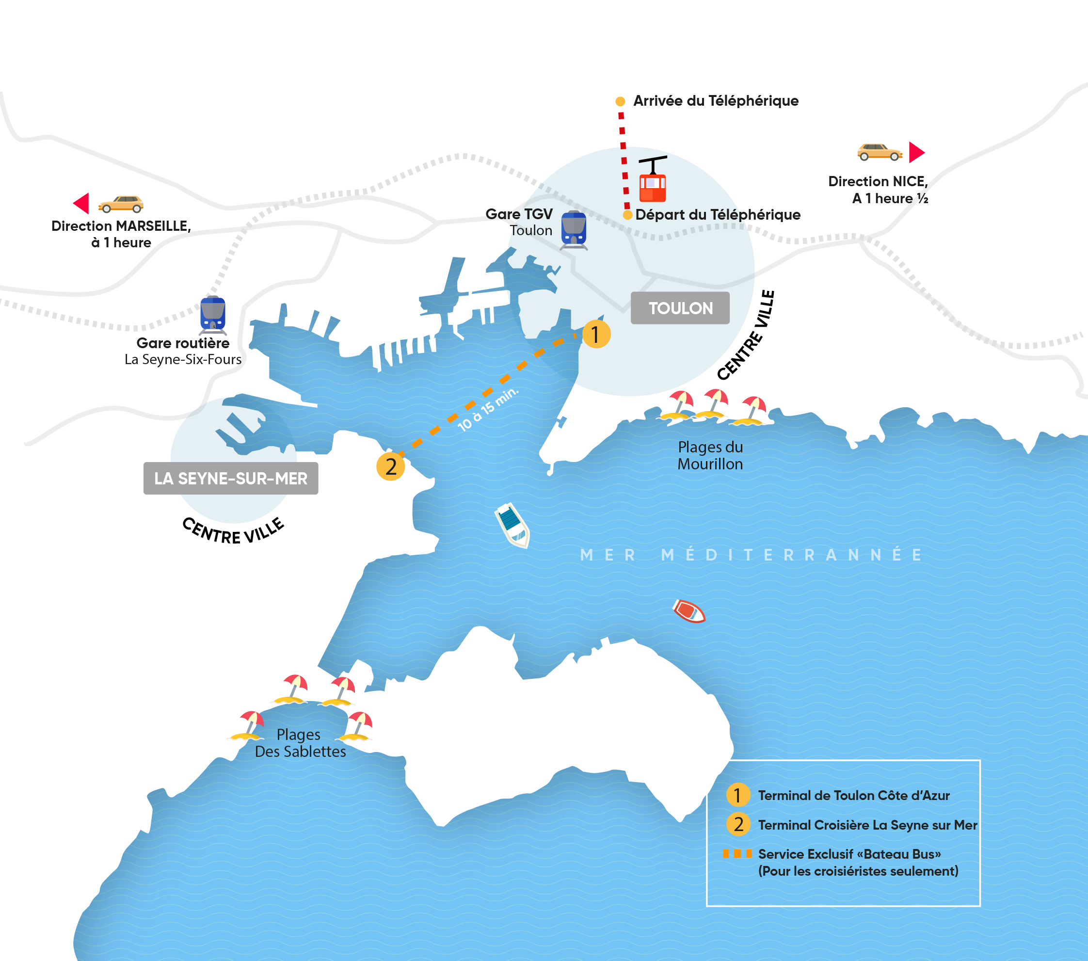 Carte - Une rade et 2 terminaux 