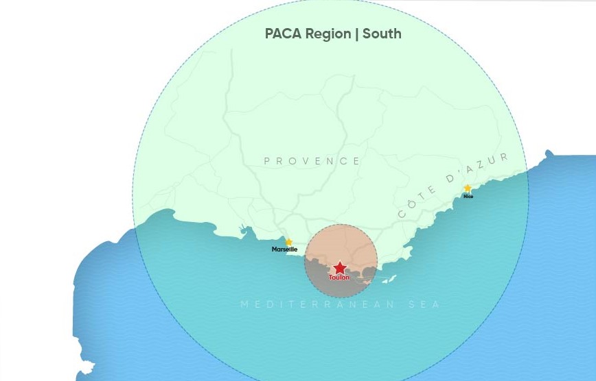 map paca - south and Toulon